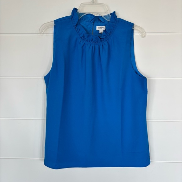 J. Crew Tops - J. Crew Ruffleneck Sleeveless Colbolt Blue Women's Top Size Medium NEW